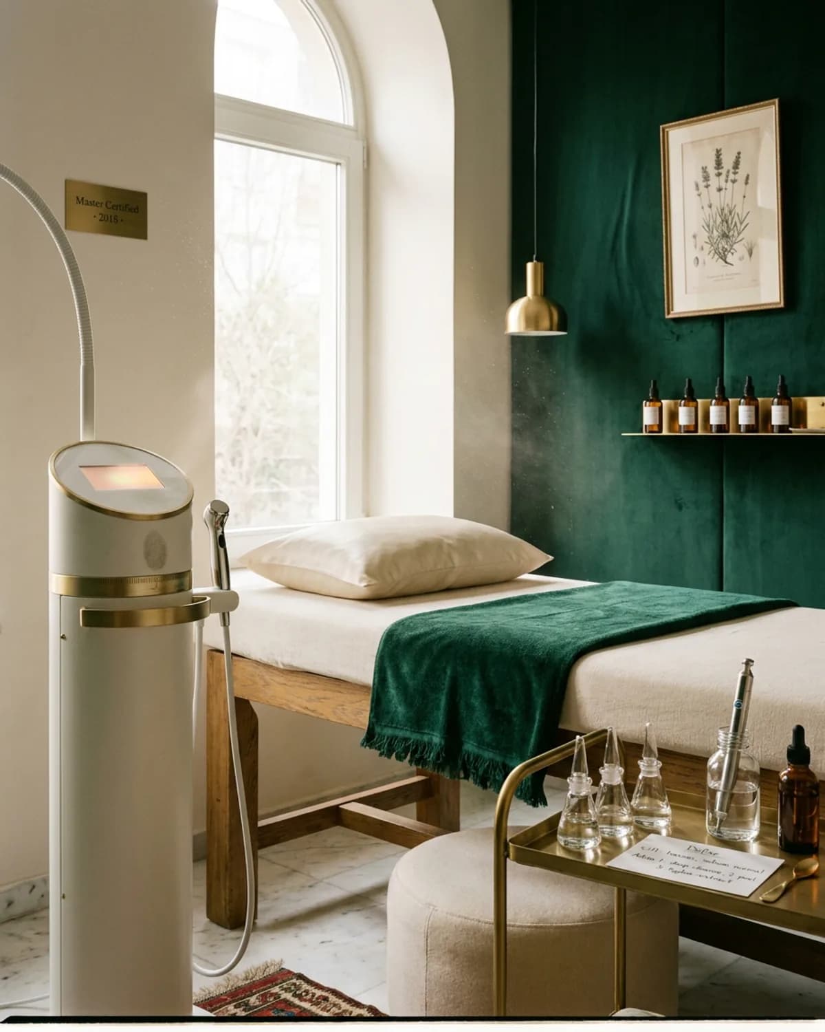Vera Moda Hidrafacial Üst Seviye Suite, üst seviye cihaz, brass yan masa, precision protokol